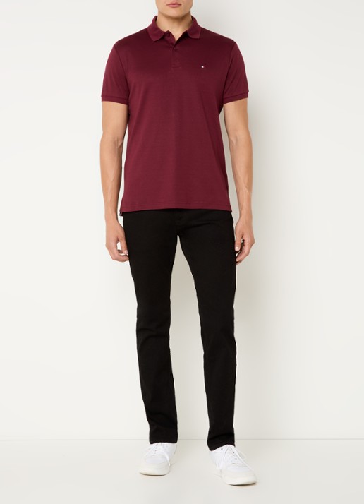 Tommy Hilfiger Regular fit polo met logoborduring - voorkant 4 bordeauxrood