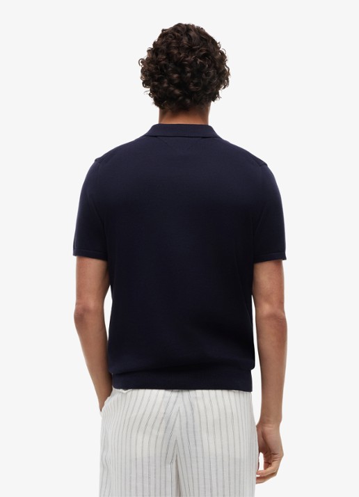 Tommy Hilfiger Regular fit polo met logoborduring - achterkant blauw