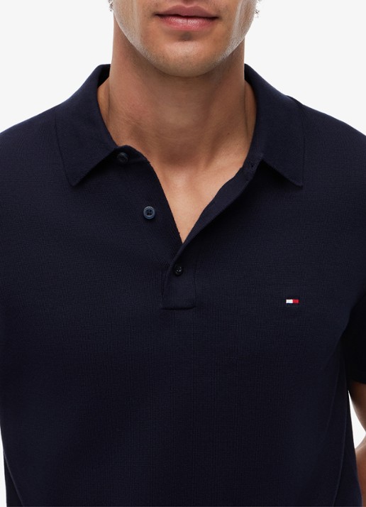 Tommy Hilfiger Regular fit polo met logoborduring - detail 5 blauw