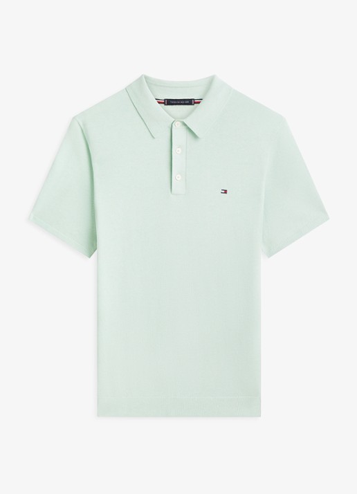 Tommy Hilfiger Regular fit polo met logoborduring - voorkant mint