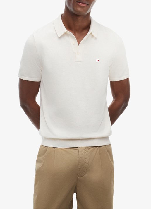 Tommy Hilfiger Regular fit polo met logoborduring - detail 3 gebroken wit
