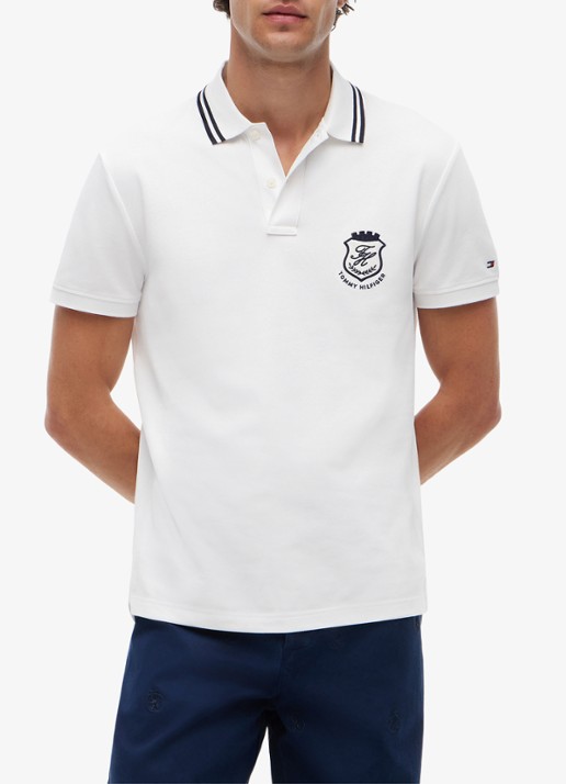 Tommy Hilfiger Regular fit polo met logoborduring - detail 3 wit