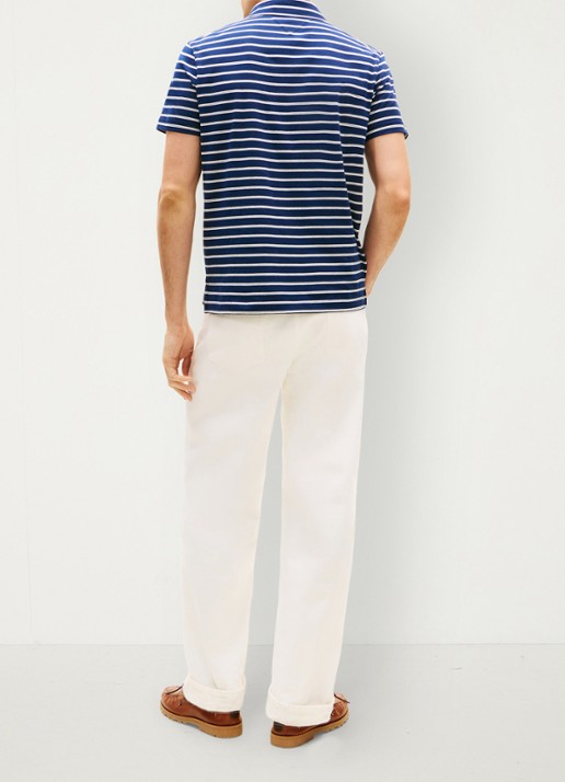 Tommy Hilfiger Regular fit polo met streepprint en borstzak - achterkant 5 donkerblauw