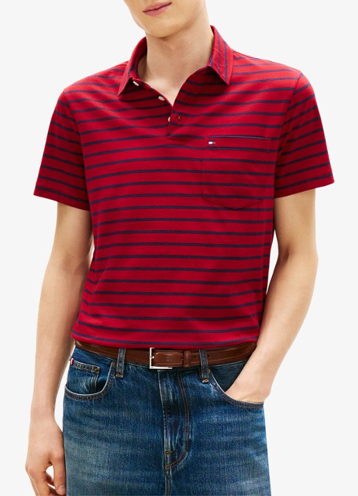 Tommy Hilfiger Regular fit polo met streepprint en borstzak