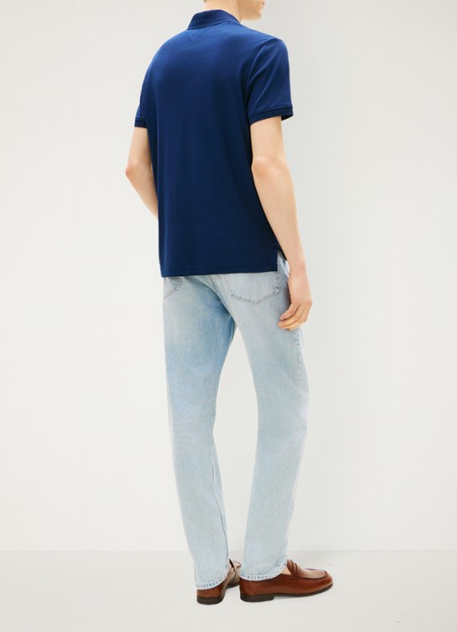 Tommy Hilfiger Regular fit polo van katoen - achterkant donkerblauw