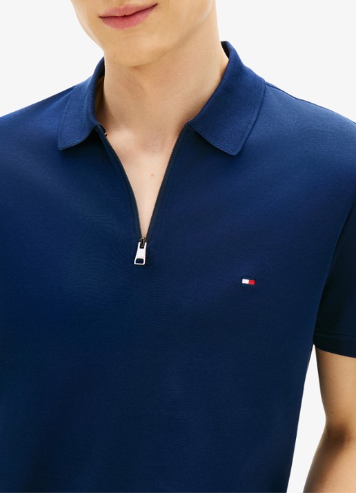Tommy Hilfiger Regular fit polo van katoen - detail 5 donkerblauw