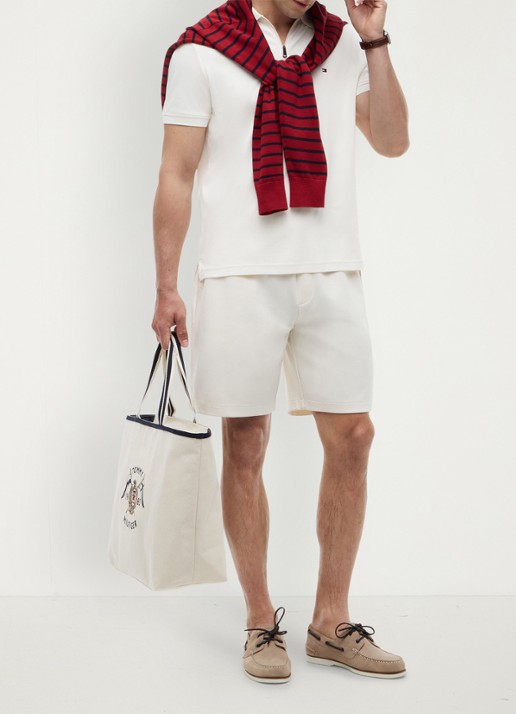 Tommy Hilfiger Regular fit polo van katoen - voorkant 3 ivoor