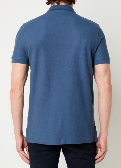 Tommy Hilfiger Regular fit polo van piqué katoen met logoborduring  - achterkant 2 petrol