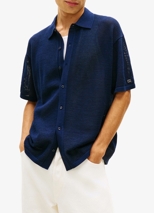 Tommy Hilfiger Relaxed fit overhemd met opengewerkt dessin