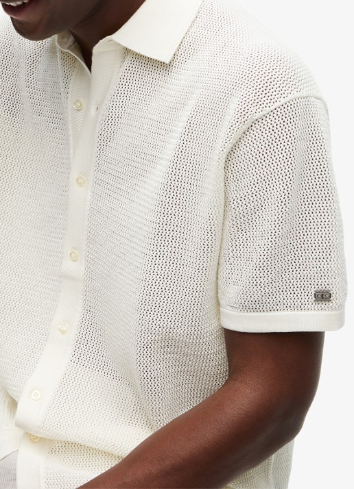 Tommy Hilfiger Relaxed fit overhemd met opengewerkt dessin - detail 5 gebroken wit