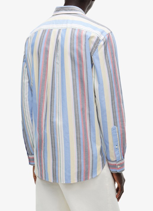 Tommy Hilfiger Relaxed fit overhemd met streepprint - achterkant 3 blauw