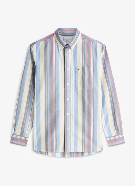 Tommy Hilfiger Relaxed fit overhemd met streepprint - voorkant 4 blauw