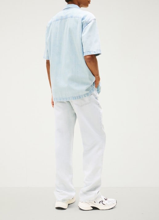 Tommy Hilfiger Relaxed fit overhemd van denim met borstzak - achterkant lichtblauw