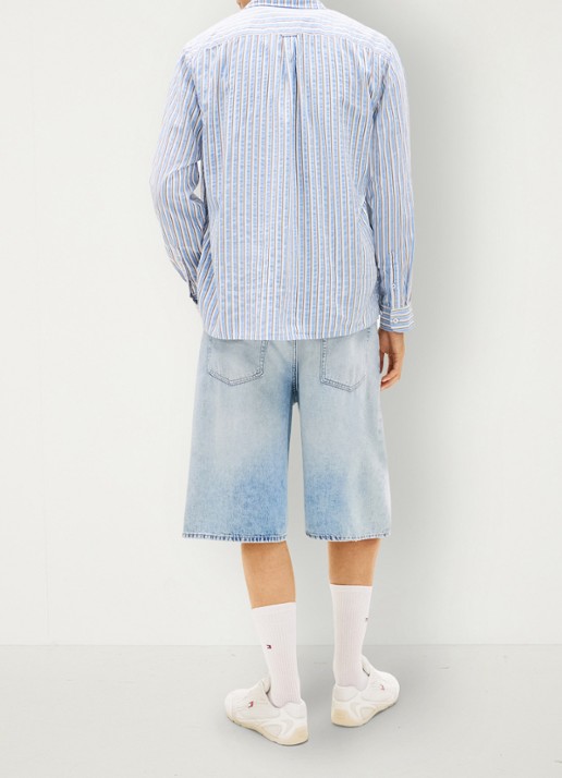Tommy Hilfiger Relaxed fit overshirt met streepprint - achterkant 3 denim