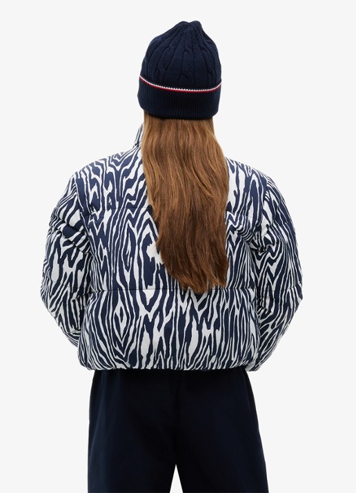 Tommy Hilfiger Reversible puffer jas met dierenprint  - achterkant 5 blauw