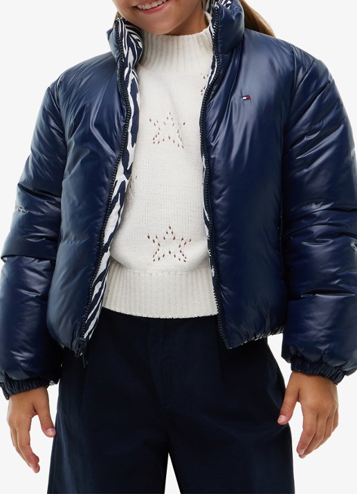 Tommy Hilfiger Reversible puffer jas met dierenprint  - detail 2 blauw