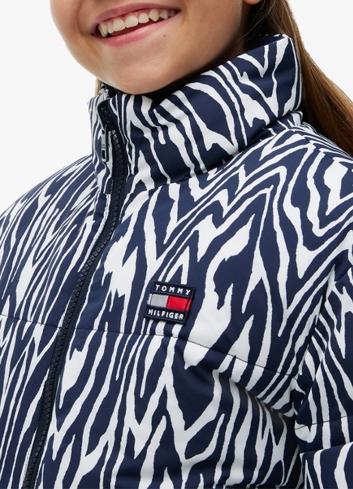 Tommy Hilfiger Reversible puffer jas met dierenprint  - detail 3 blauw