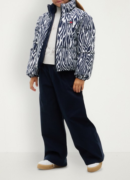Tommy Hilfiger Reversible puffer jas met dierenprint  - voorkant 7 blauw