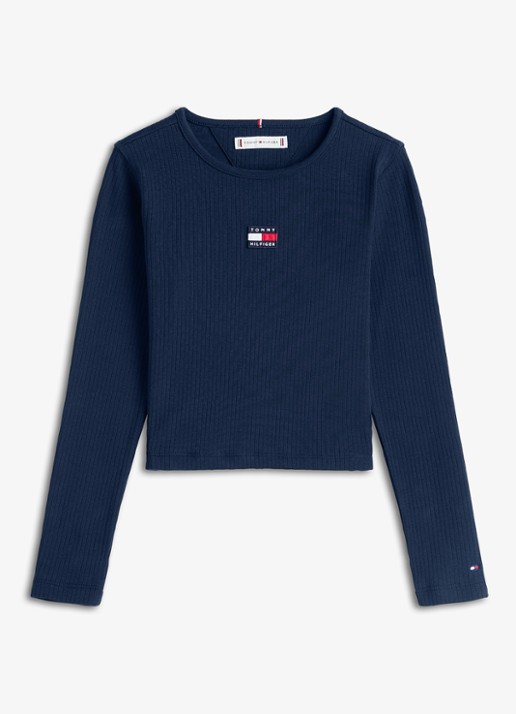 Tommy Hilfiger Ribgebreide longsleeve met logoborduring