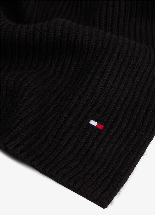 Tommy Hilfiger Ribgebreide sjaal in kasjmierblend 185 x25 cm - detail 3 zwart