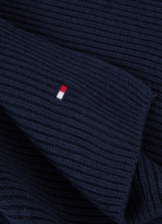 Tommy Hilfiger Ribgebreide sjaal in kasjmierblend 185 x25 cm - detail 2 donkerblauw