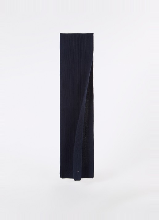 Tommy Hilfiger Ribgebreide sjaal in kasjmierblend 185 x25 cm - voorkant 3 donkerblauw