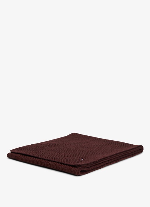 Tommy Hilfiger Ribgebreide sjaal in kasjmierblend 185 x25 cm - detail 2 red wine melange-xiu