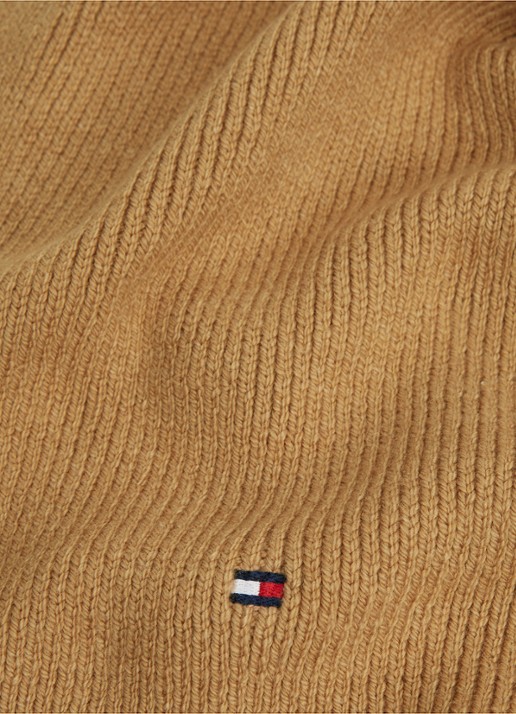 Tommy Hilfiger Ribgebreide sjaal in wolblend - detail beige