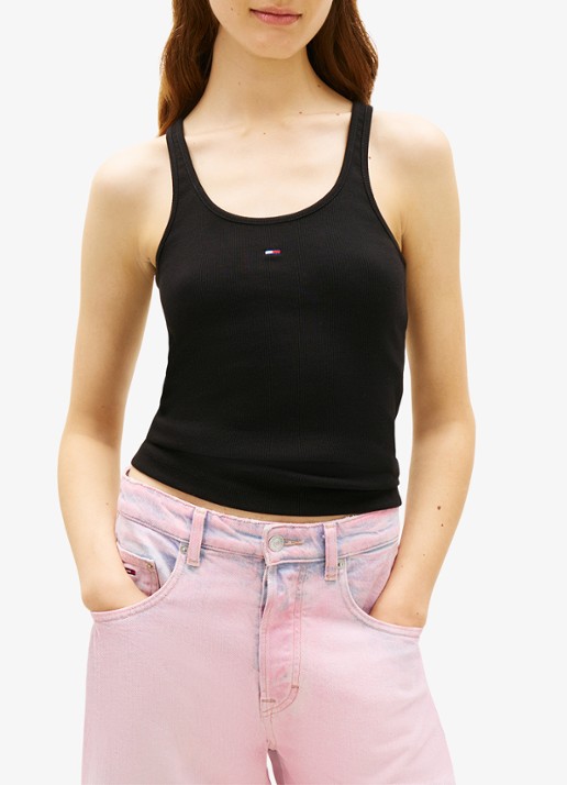 Tommy Hilfiger Ribgebreide tanktop met logoborduring