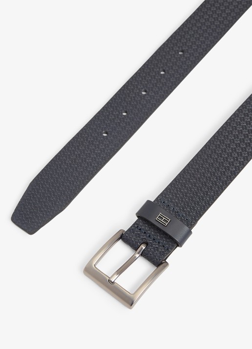 Tommy Hilfiger Riem met logoprint - voorkant 2 donkerblauw