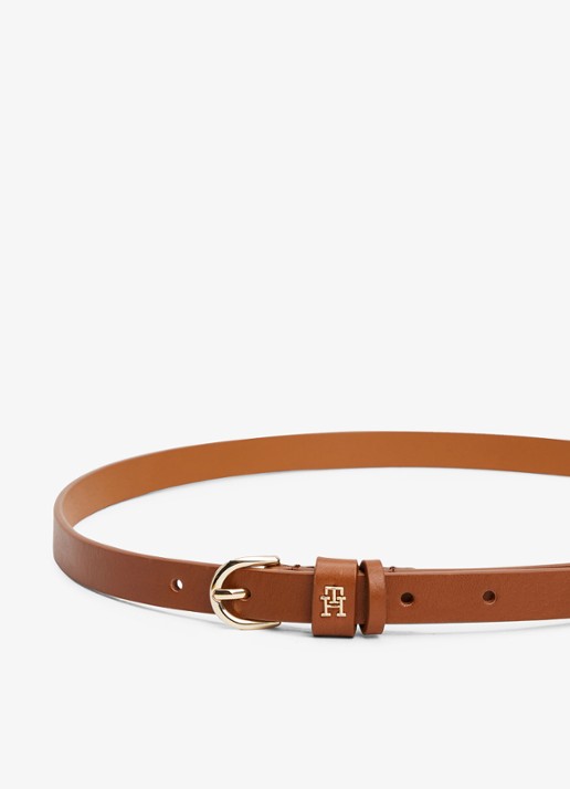Tommy Hilfiger Riem van leer met logo - detail cognac
