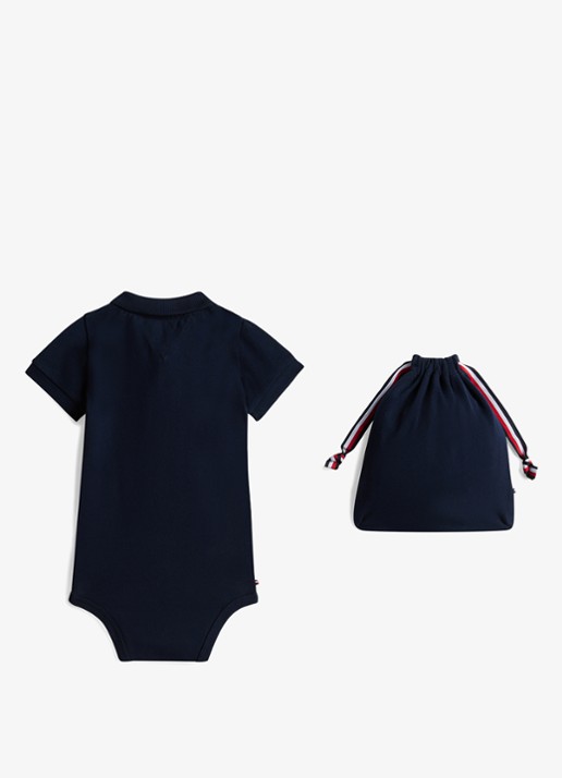 Tommy Hilfiger Romper in cadeauset van katoen - achterkant 2 donkerblauw