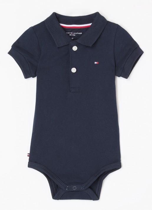 Tommy Hilfiger Romper met logo - voorkant donkerblauw