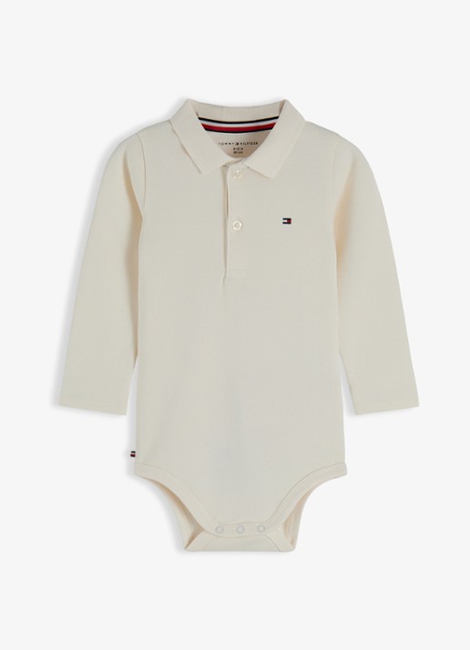 Tommy Hilfiger Romper van katoen met polokraag  - detail 2 creme
