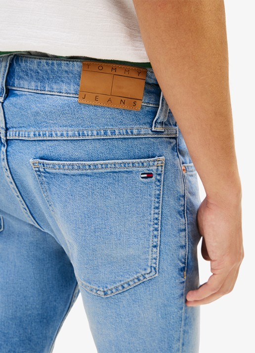 Tommy Hilfiger Ronnie slim fit korte broek van denim - detail 4 indigo