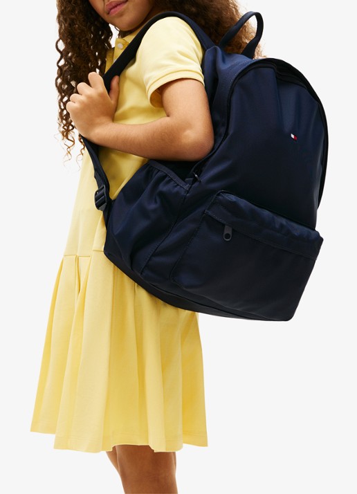 Tommy Hilfiger Rugzak met logoborduring - voorkant 2 blauw