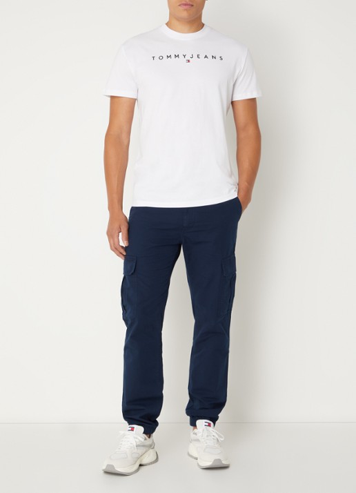 Tommy Hilfiger Ryan tapered fit chino met steekzakken - voorkant 5 donkerblauw