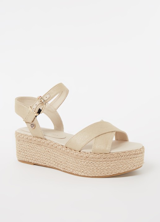 Tommy Hilfiger Sandaal met plateauzool - voorkant 5 zand