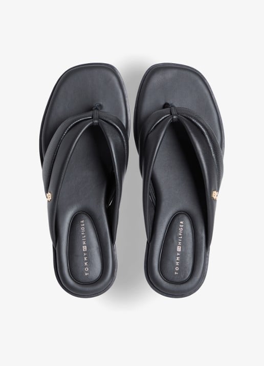 Tommy Hilfiger Sandaal van leer met logo - detail 3 zwart