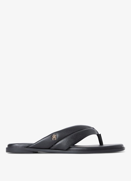 Tommy Hilfiger Sandaal van leer met logo - detail 4 zwart