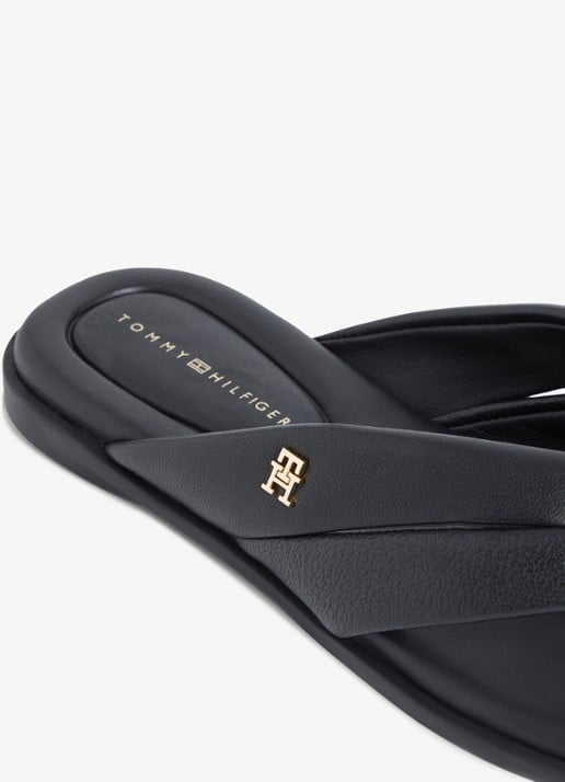 Tommy Hilfiger Sandaal van leer met logo - detail 5 zwart