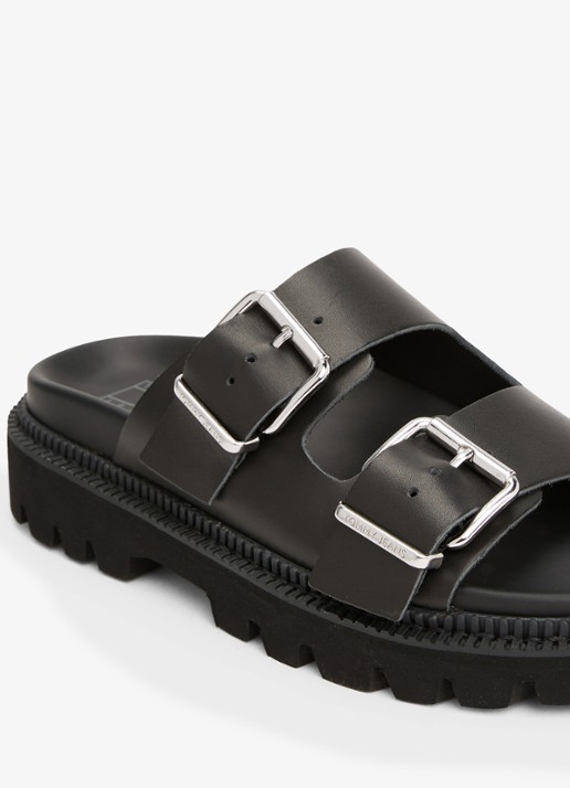 Tommy Hilfiger Sandalen van leer - detail 4 zwart