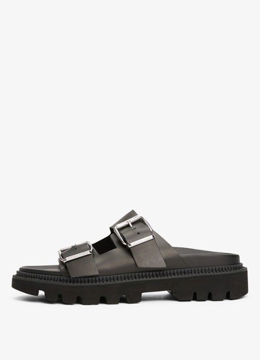Tommy Hilfiger Sandalen van leer - detail 5 zwart