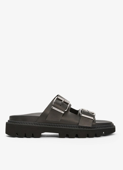 Tommy Hilfiger Sandalen van leer - voorkant 6 zwart