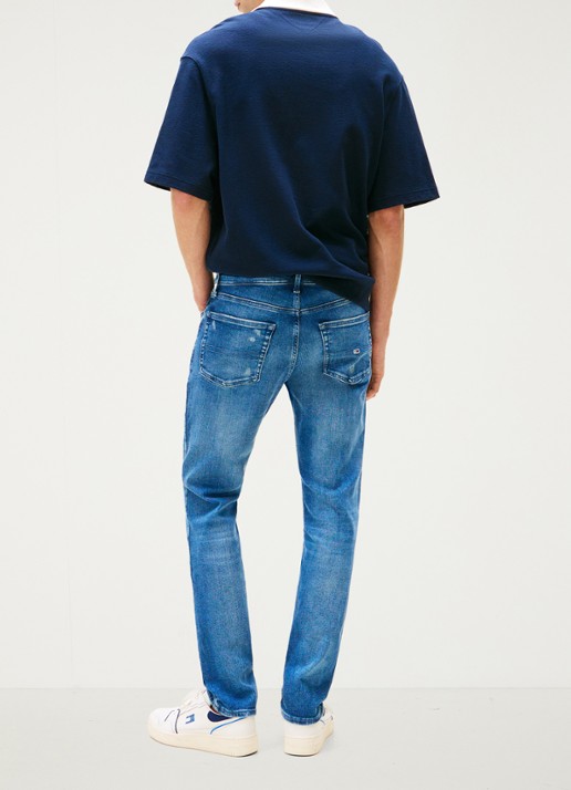 Tommy Hilfiger Scanton slim fit jeans met medium wassing - achterkant 5 indigo