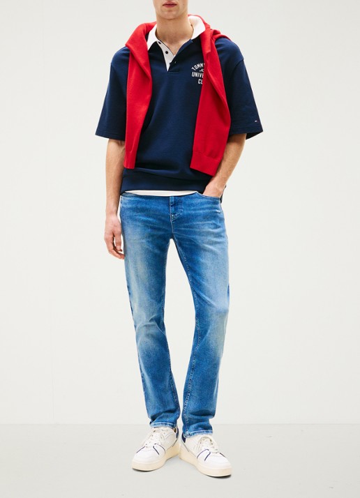 Tommy Hilfiger Scanton slim fit jeans met medium wassing - voorkant 3 indigo