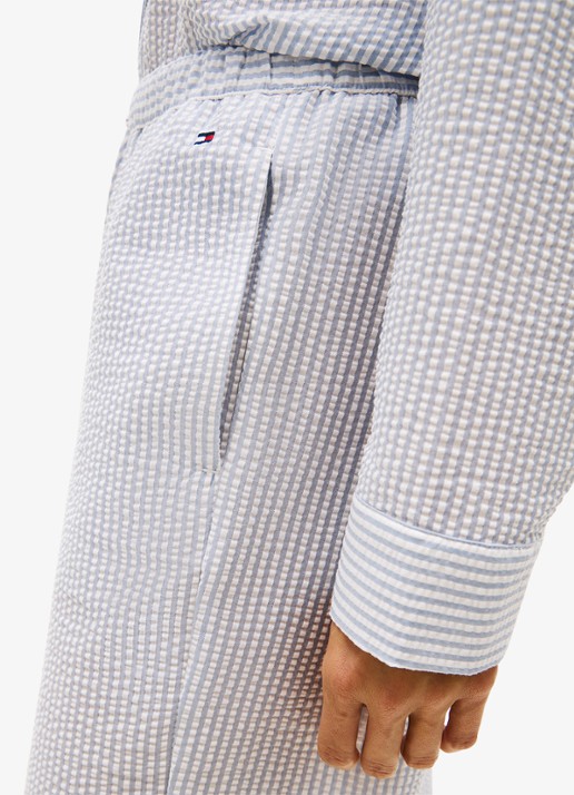 Tommy Hilfiger Seersucker pyjamabroek met streeprint - detail 4 lichtblauw
