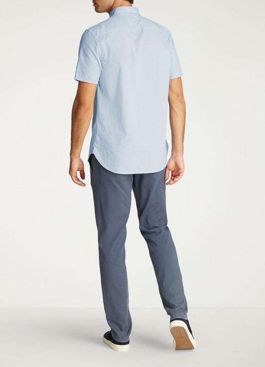 Tommy Hilfiger Seersucker regular fit overhemd met borstzak - achterkant 5 lichtblauw
