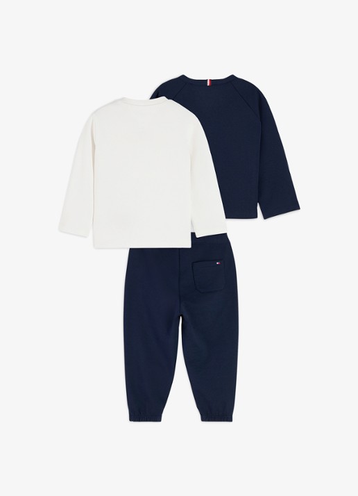 Tommy Hilfiger Set van joggingbroek met vest en longsleeve 3-delig - achterkant 4 donkerblauw