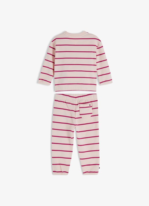 Tommy Hilfiger Set van sweater en joggingbroek met streepprint 2-delig - achterkant 4 roze